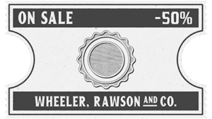 Coupon de réduction proposant un rabais de 50% sur un objet du rôle de marchand.