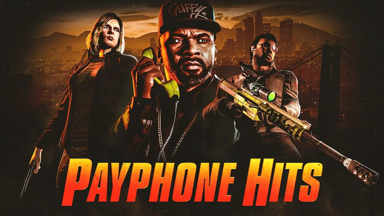 Franklin Clinton passant un coup de fil à deux joueurs de GTA Online pour leur confier une mission de contrat téléphonique, via l'agence d'aide aux vedettes.