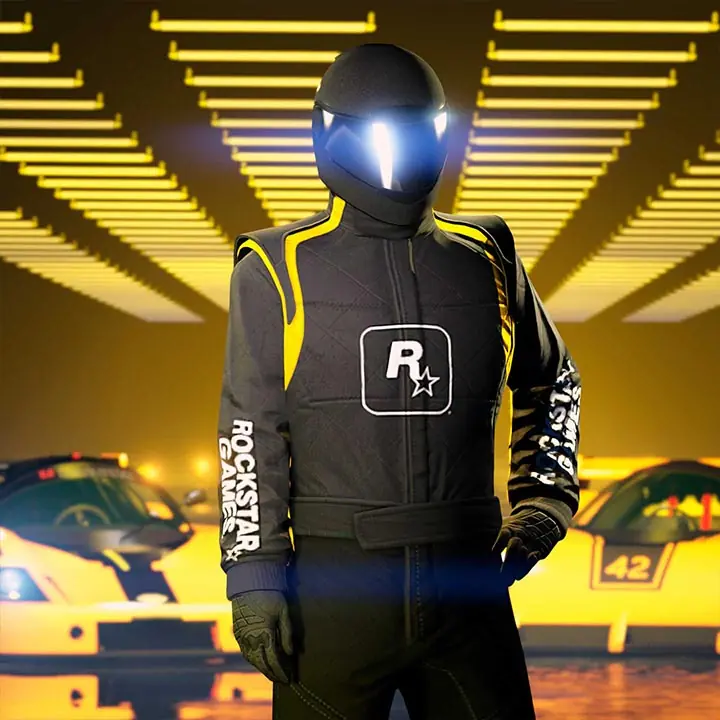 Un joueur portant la Combinaison de course Rockstar.