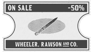 Coupon promotionnel, offrant 50% de réduction aux joueurs de Red Dead Online, sur les couteaux de lancé.