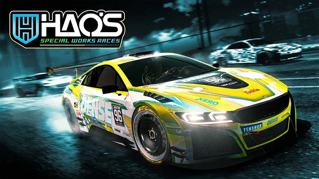 Voiture HSW Ubermacht Niobe sur un circuit d'un course Hao Special Work's dans le jeu vidéo GTA Online.
