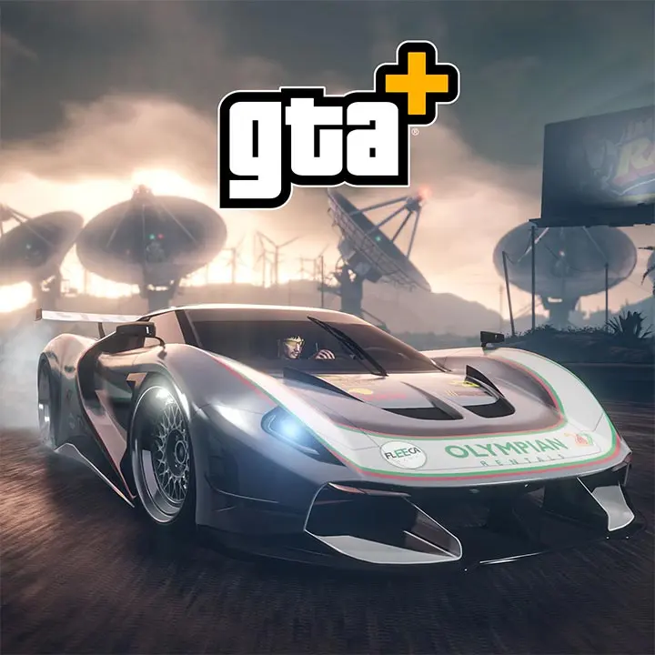Voiture Grotti Veleno GT peinte en grise avec le logo GTA+