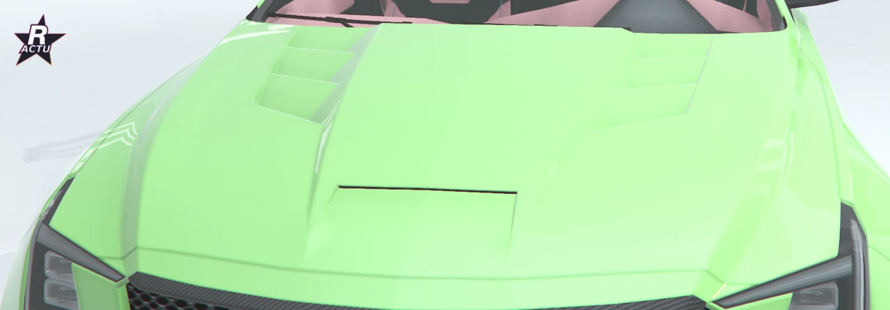 Capot GT vert à double bossage et extracteurs, peint dans le ton carrosserie