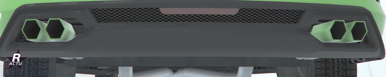 Embouts d'échappement à section hexagonale de part et d'autre du bouclier arrière