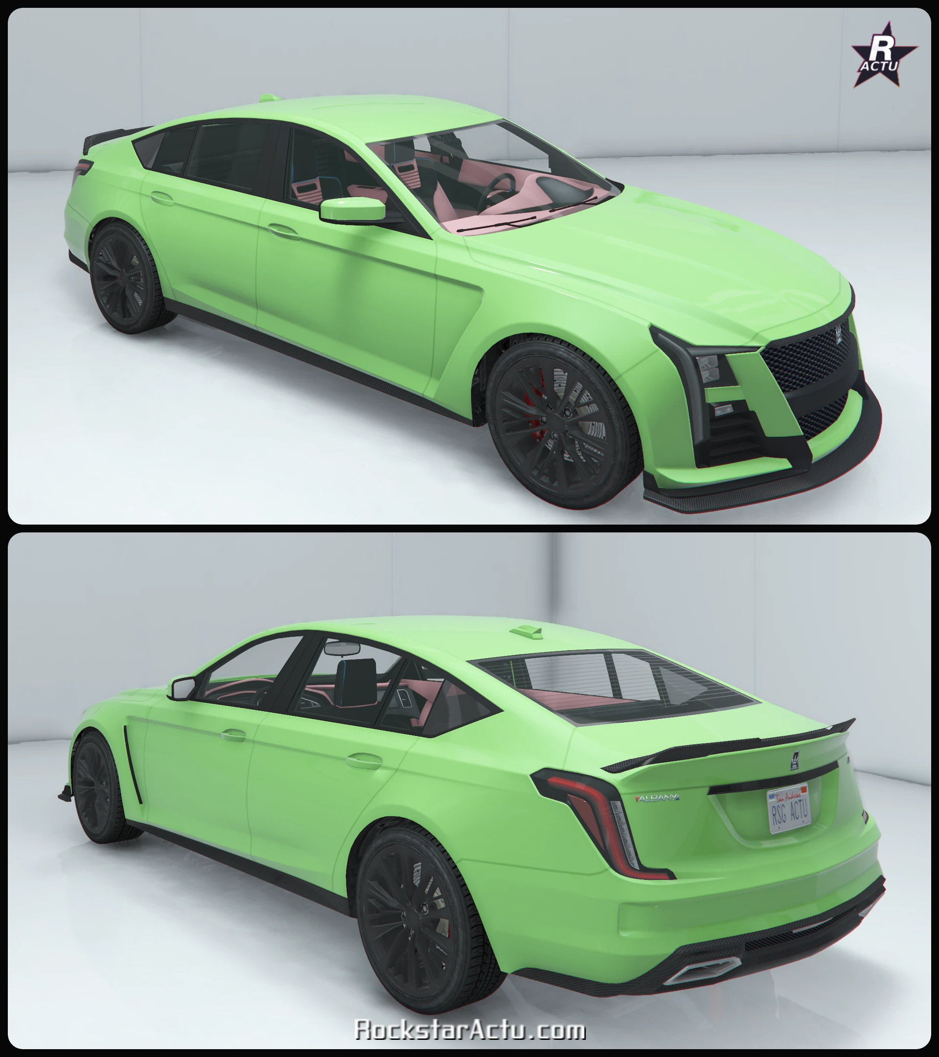 Merula verte sans motif, vues avant et arrière, carrosserie unie
