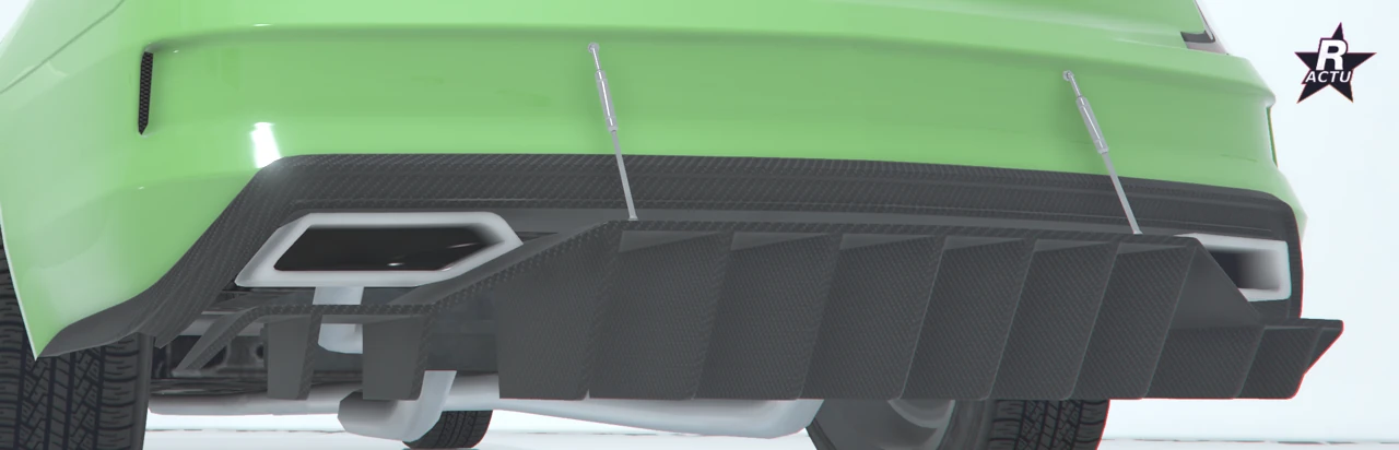Diffuseur GT vert occupant tout le bas du bouclier arrière