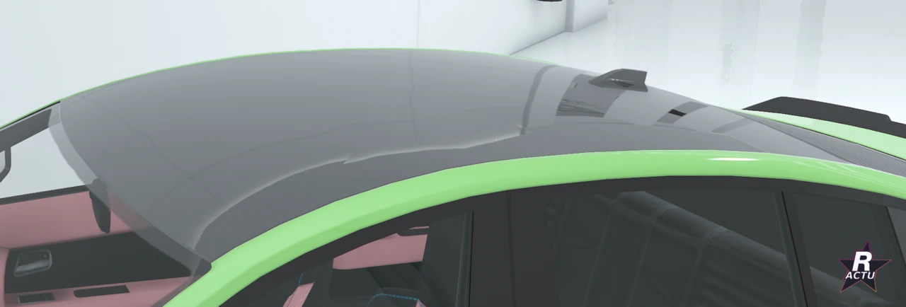 Toit peint en noir tranchant avec la carrosserie verte de la Merula