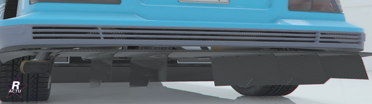 Benefactor LRC GT vue arriÚre, diffuseur Stage 3 et pare-chocs retiré dégageant les roues arriÚre