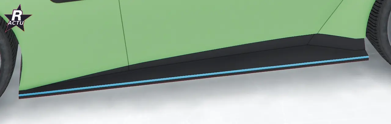 Bas de caisse a finitions en bleu (couleur secondaire) sur la Grotti Cartuccia GT