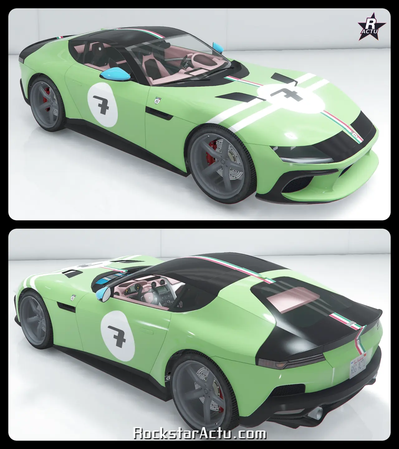 Motif Champion vintage avec numero 7 sur la Grotti Cartuccia GT (GTA Online)