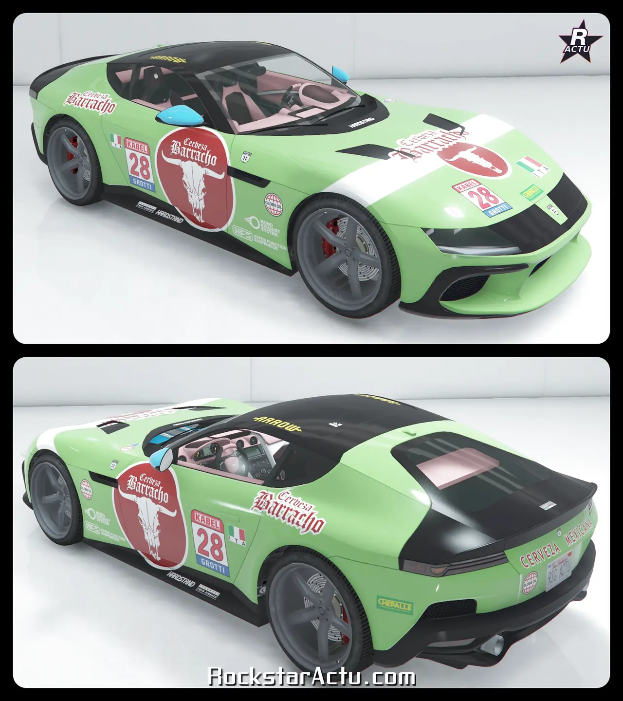Motif Course Barracho numerote 28 sur la Grotti Cartuccia GT (GTA Online)