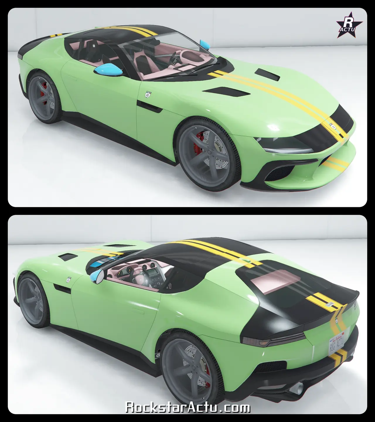 Motif double bande jaune sur la Grotti Cartuccia GT dans GTA Online