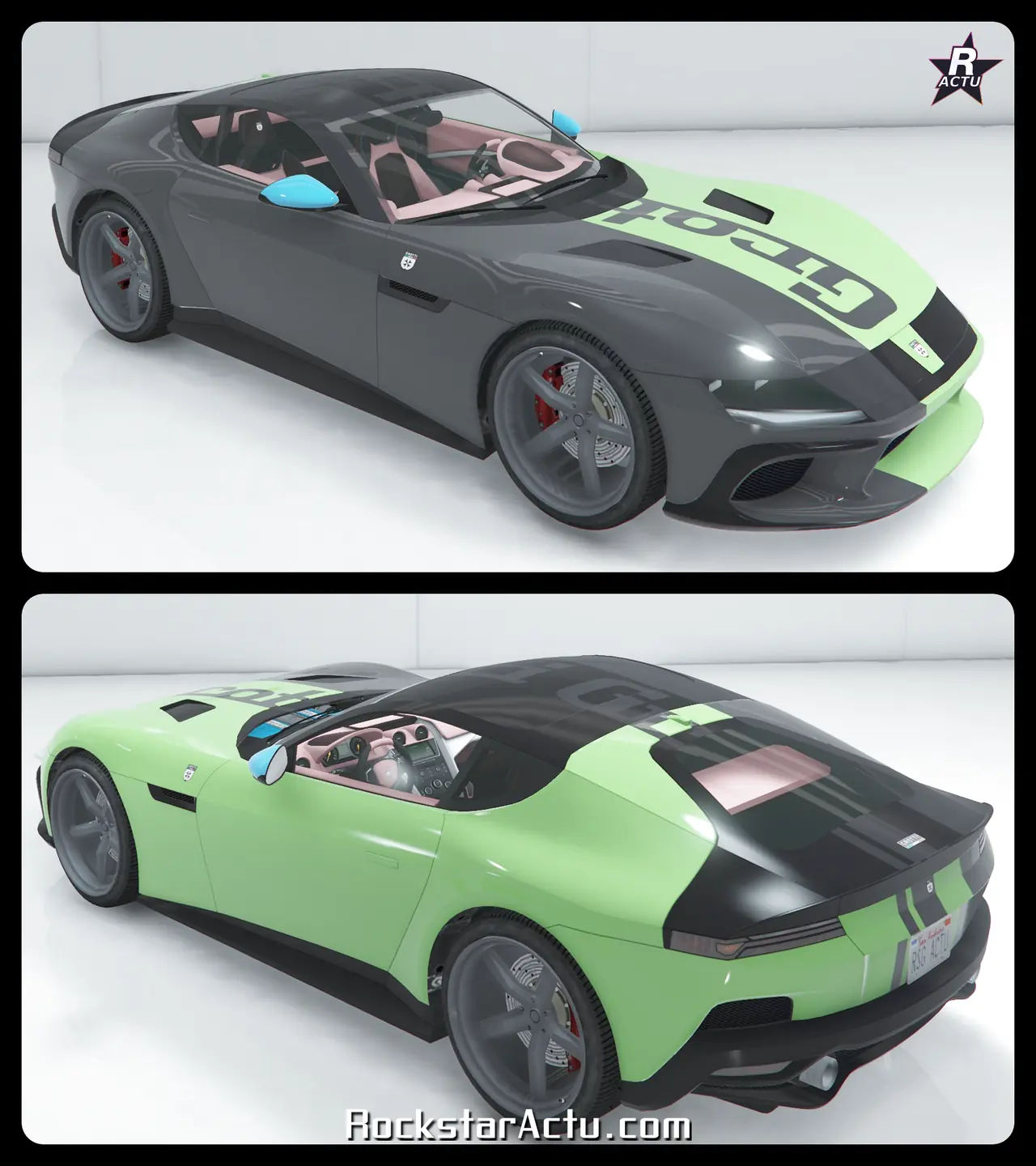Motif Esquisse Grotti en degrade noir sur la Grotti Cartuccia GT (GTA Online)