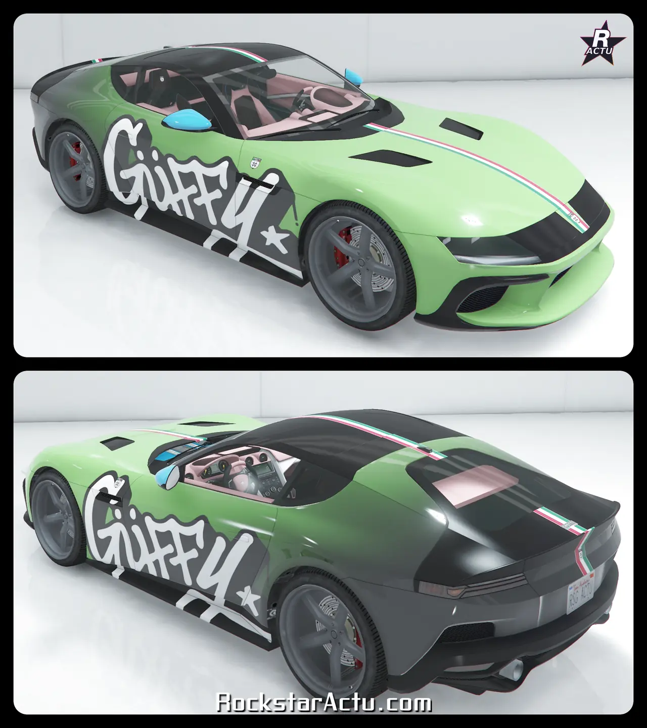 Motif Guffy degrade avec graffitis sur la Grotti Cartuccia GT dans GTA Online