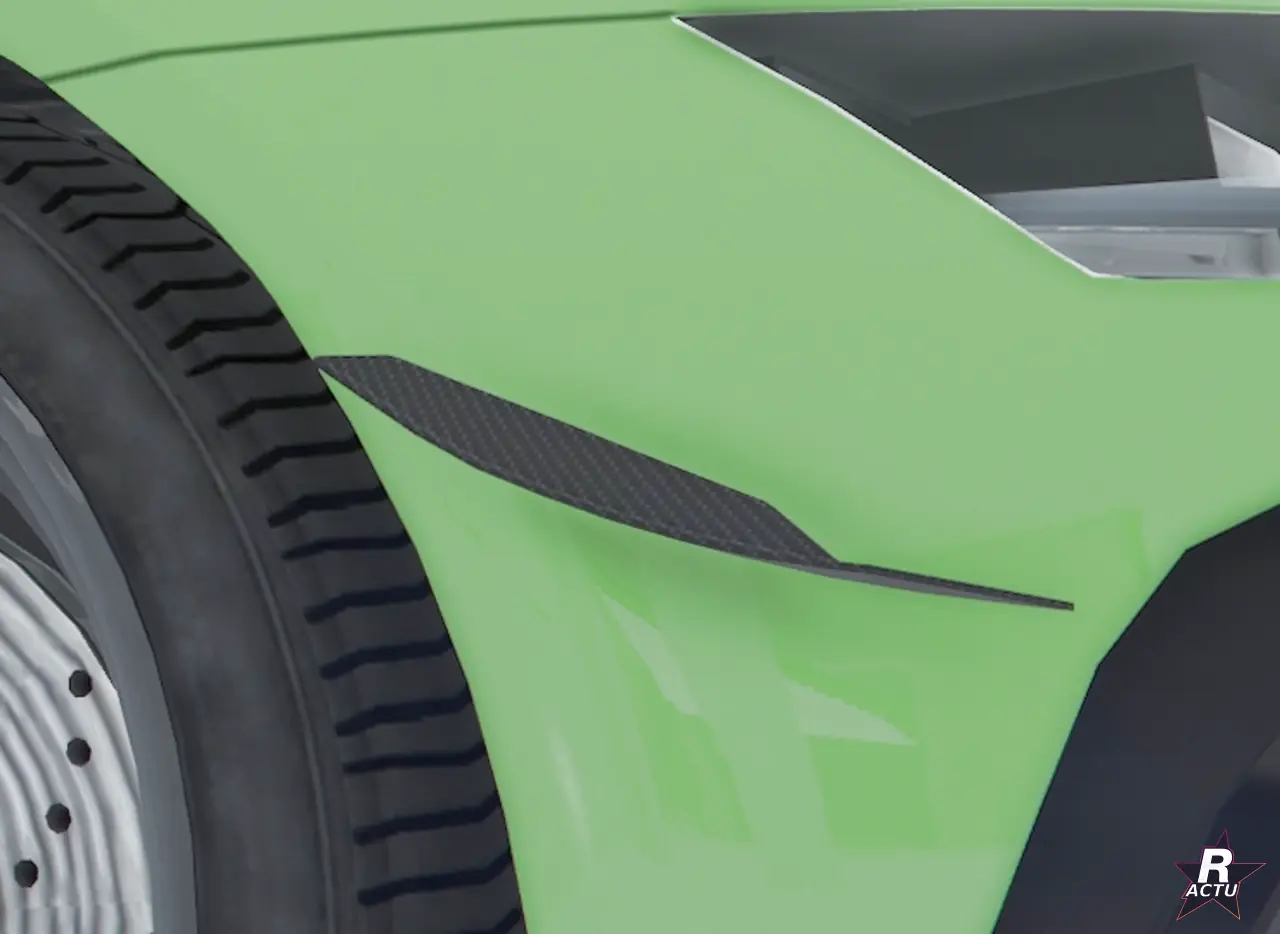 Une moustache en fibre de carbone sur l'aile de la Grotti Cartuccia GT (GTA Online)