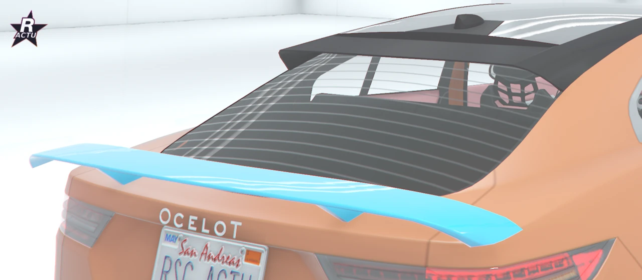 Aileron de course sur deux supports à l'arrière de l'Ocelot E-Stride