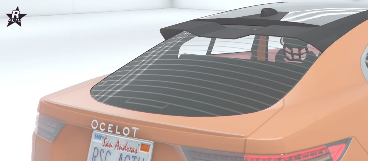 Petit aileron de rallye sur le hayon orange de l'E-Stride