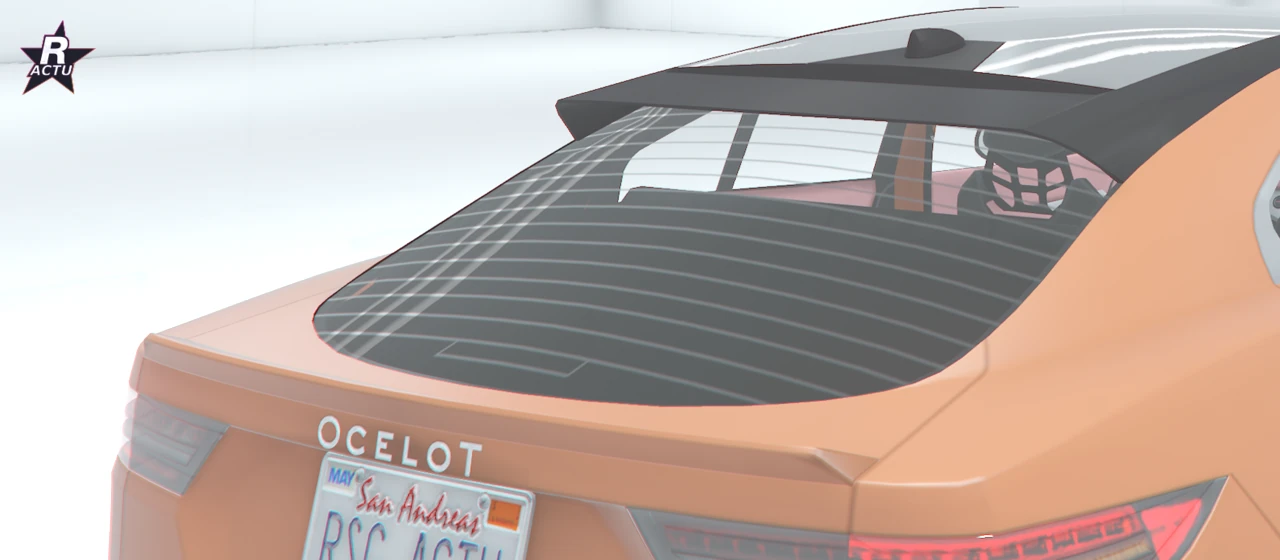 Aileron simple posé sur le hayon orange de l'E-Stride