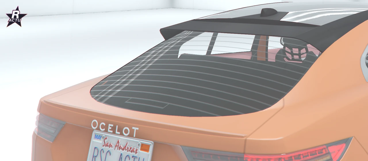 Arrière orange de l'Ocelot E-Stride sans aileron, hayon épuré