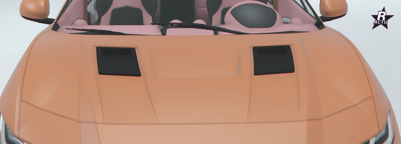 Capot orange aérodynamique aux évents latéraux sur l'Ocelot E-Stride