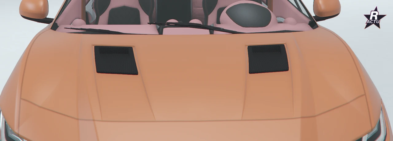 Capot orange de compétition à évents rapprochés sur l'E-Stride