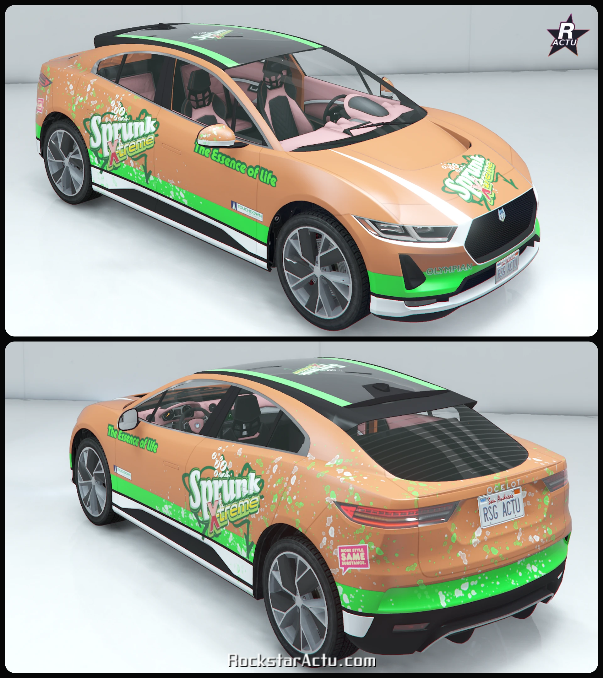 Livrée Division de course Sprunk verte sur l'Ocelot E-Stride, avant et arrière