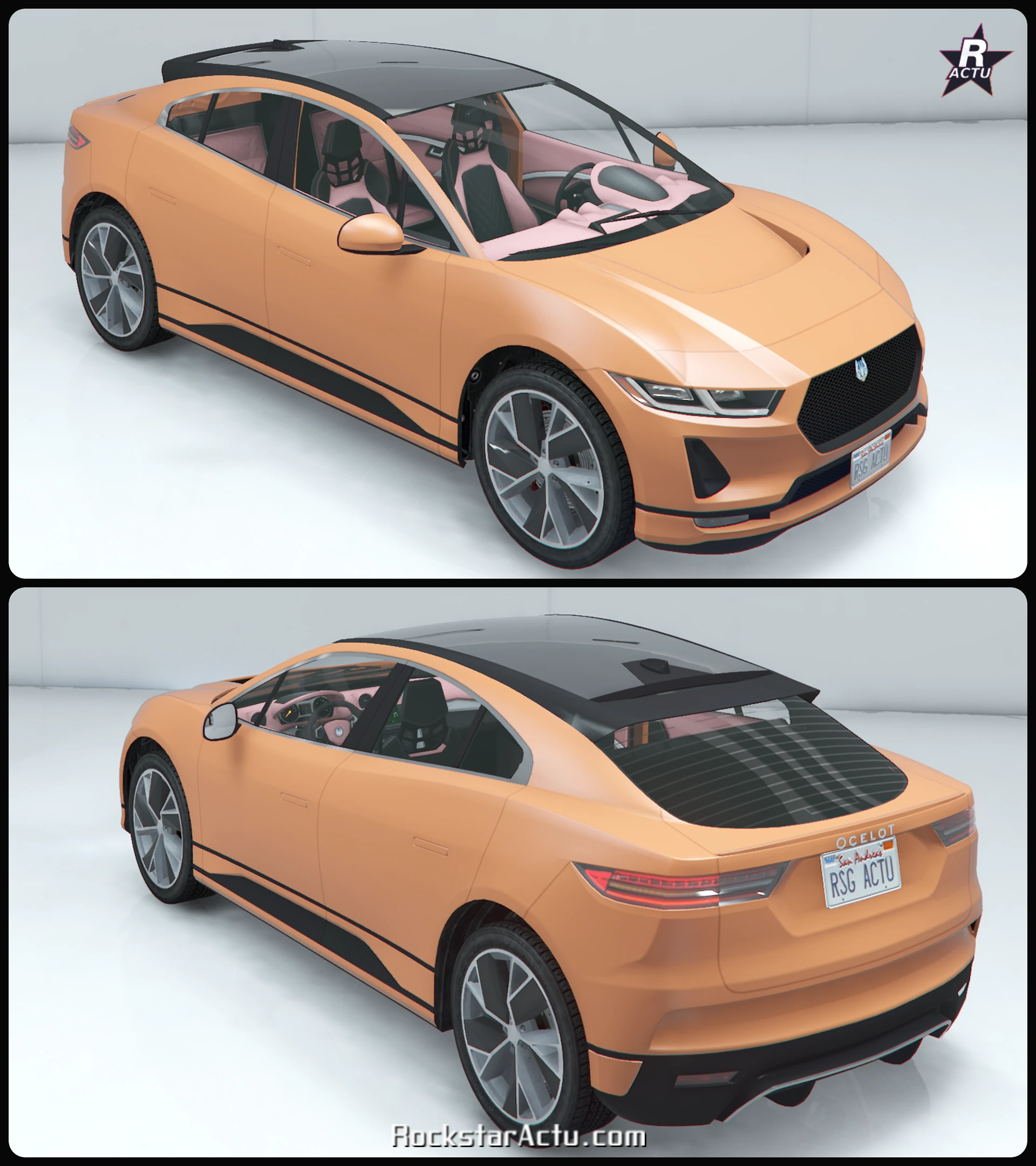 Ocelot E-Stride orange sans motif, vues avant et arrière dans GTA Online