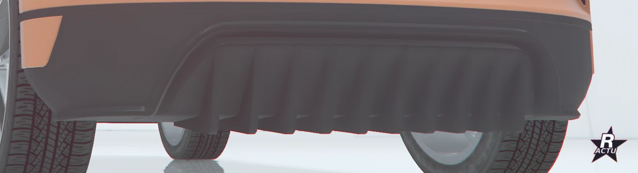Diffuseur arrière noir Inferno aux ailettes marquées sur l'E-Stride orange