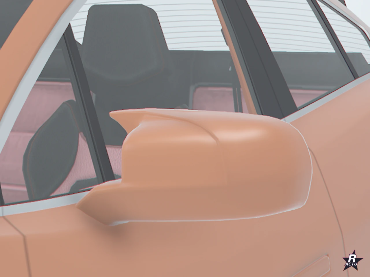 Rétroviseur sport orange à la coque redessinée sur l'E-Stride