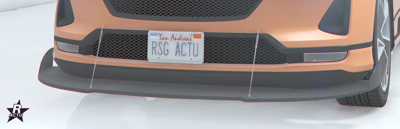 Séparateur de course au profil incisif sous le pare-chocs avant orange