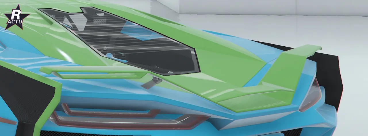 Aileron GT II en vert (couleur secondaire) à l'arrière de la Pegassi Ignus de poursuite dans GTA Online