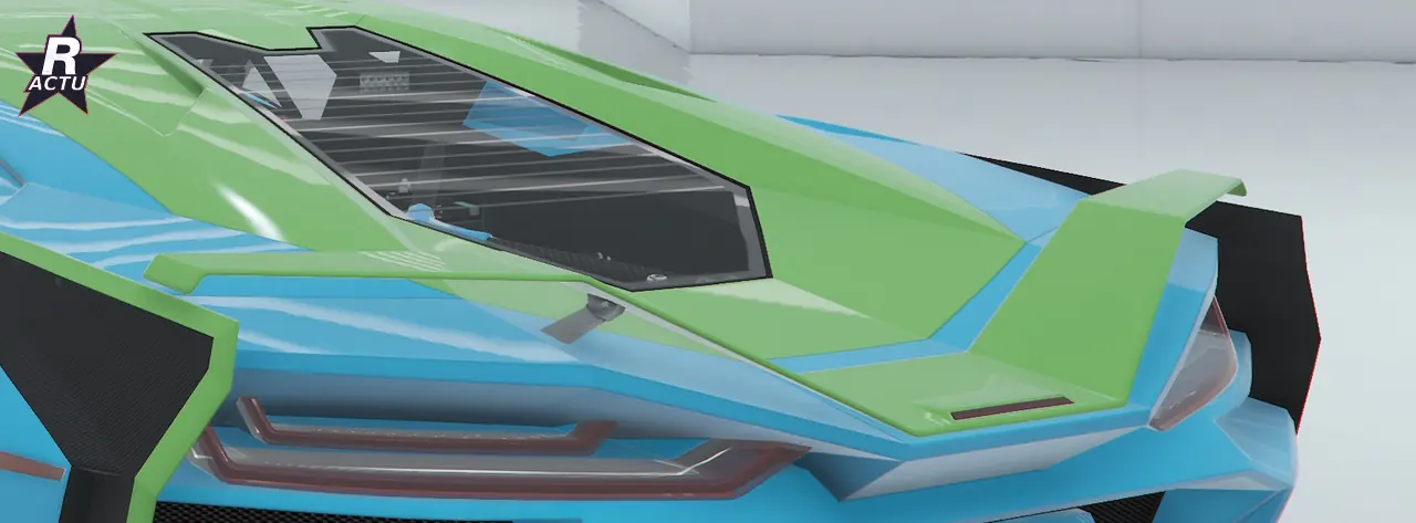 Aileron GT peint en vert (couleur secondaire) sur la Pegassi Ignus de poursuite dans GTA Online