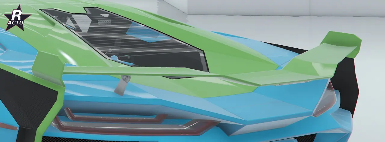 Aileron turbo peint en vert (couleur secondaire) sur la Pegassi Ignus de poursuite dans GTA Online
