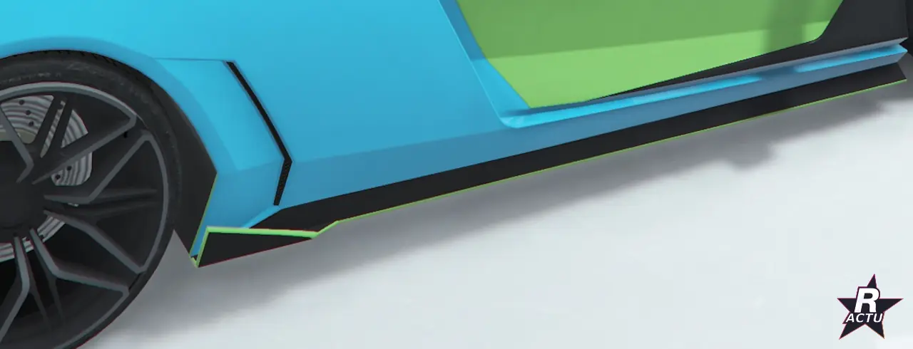 Bas de caisse Arrow bleu aux arêtes en flèche sur la Pegassi Ignus de poursuite dans GTA Online