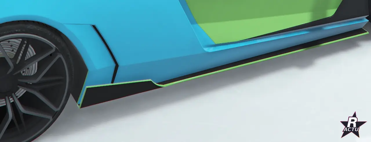 Bas de caisse GT bleu profilé sur la Pegassi Ignus de poursuite dans GTA Online