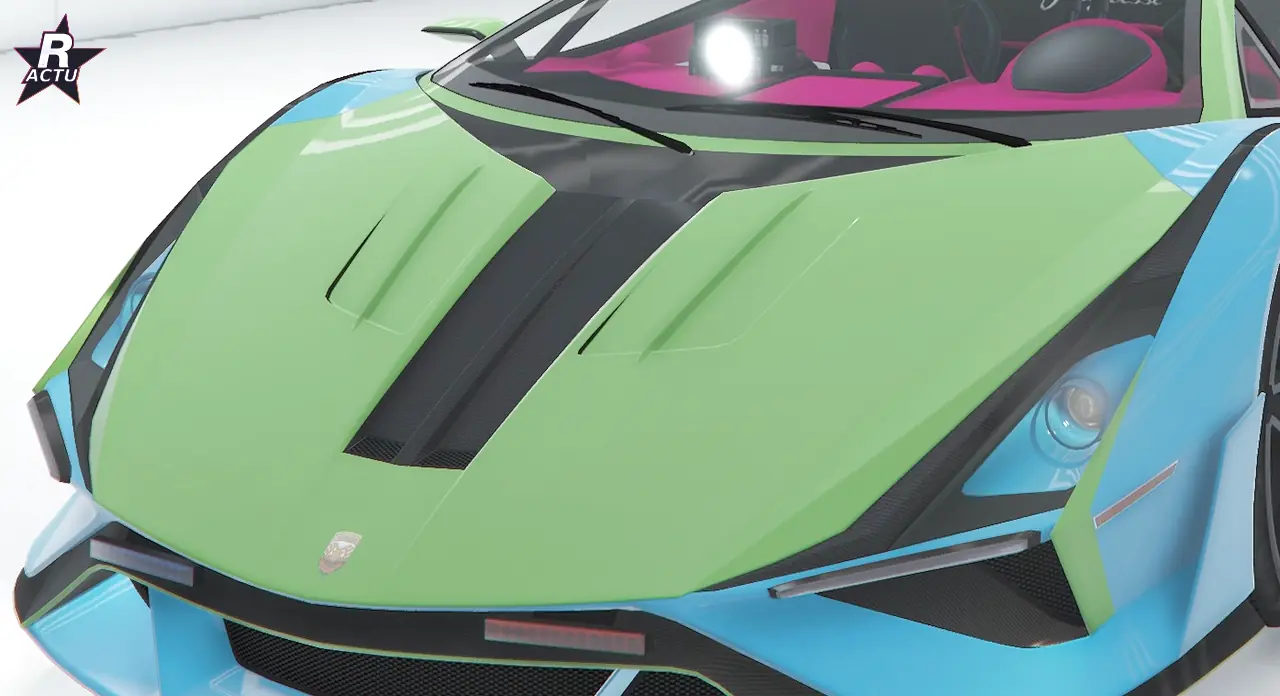 Capot GT en vert, couleur secondaire, sur la Pegassi Ignus de poursuite dans GTA Online