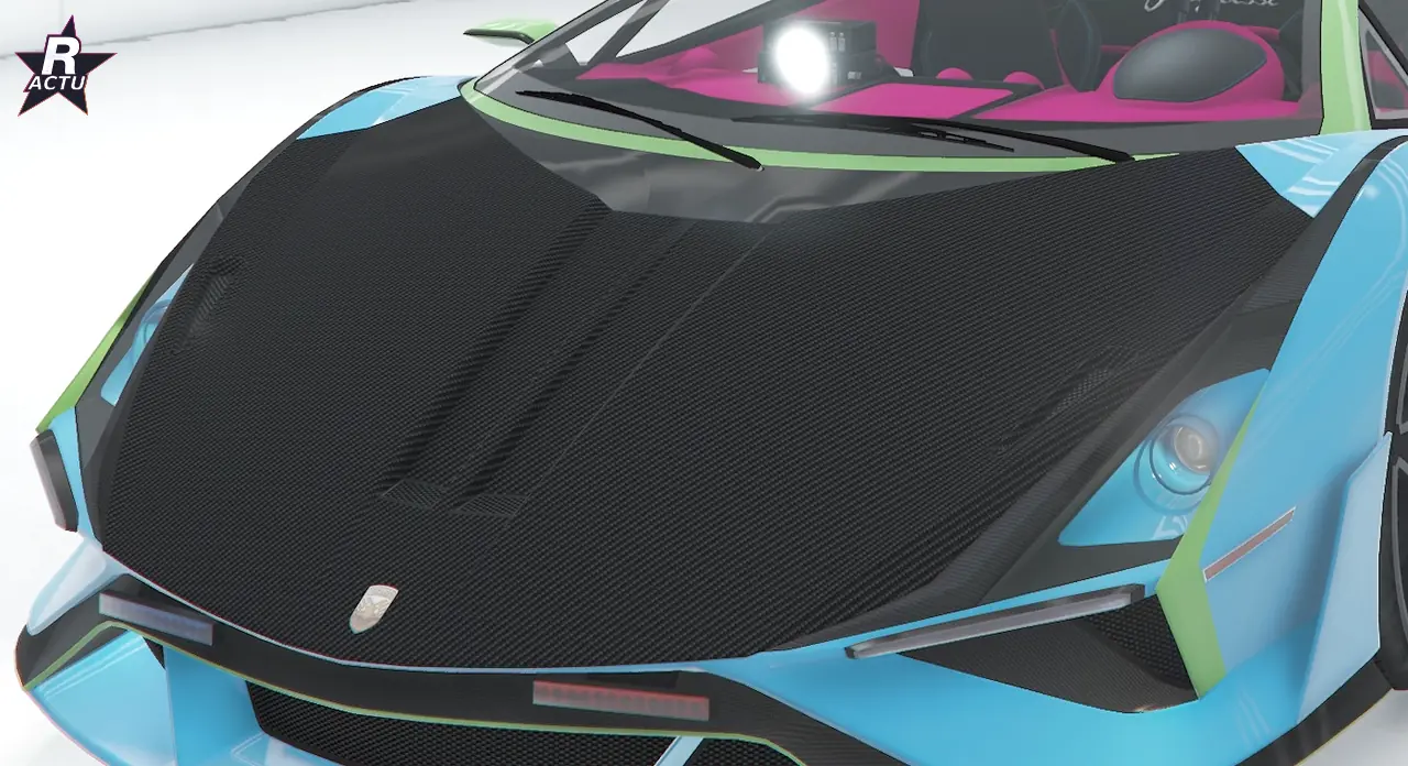 Capot de course en fibre de carbone sur l'Ignus de poursuite bleue dans GTA Online