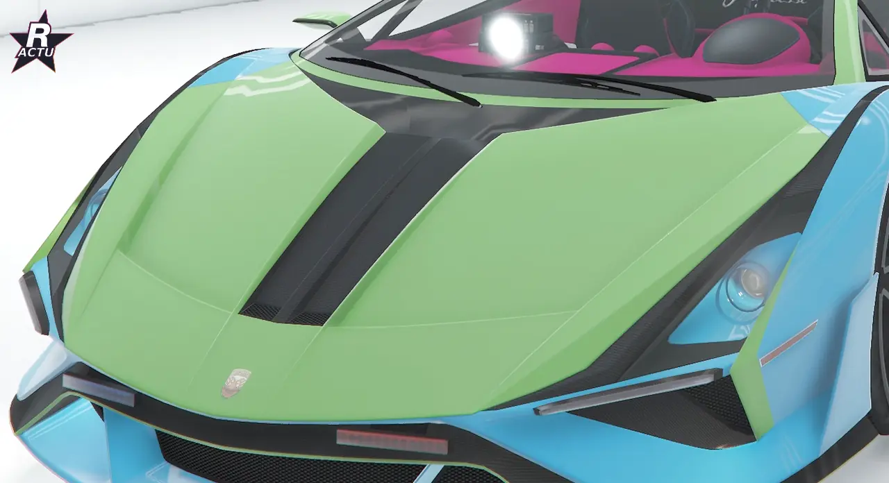 Capot sport en vert, couleur secondaire, sur l'Ignus de poursuite dans GTA Online