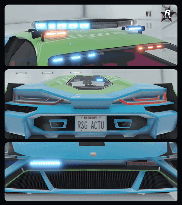 Avertisseurs lumineux custom 3 clignotant sous trois angles sur la Pegassi Ignus de poursuite GTA Online