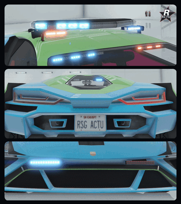 Avertisseurs lumineux custom 4 clignotant vus sous trois angles sur la Pegassi Ignus de poursuite
