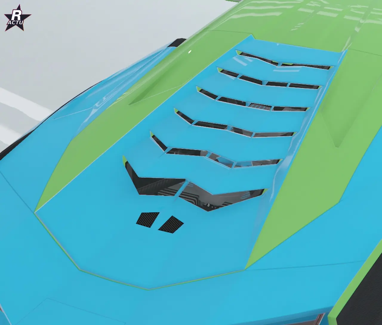 Persiennes larges peintes en bleu carrosserie sur la Pegassi Ignus de poursuite GTA Online