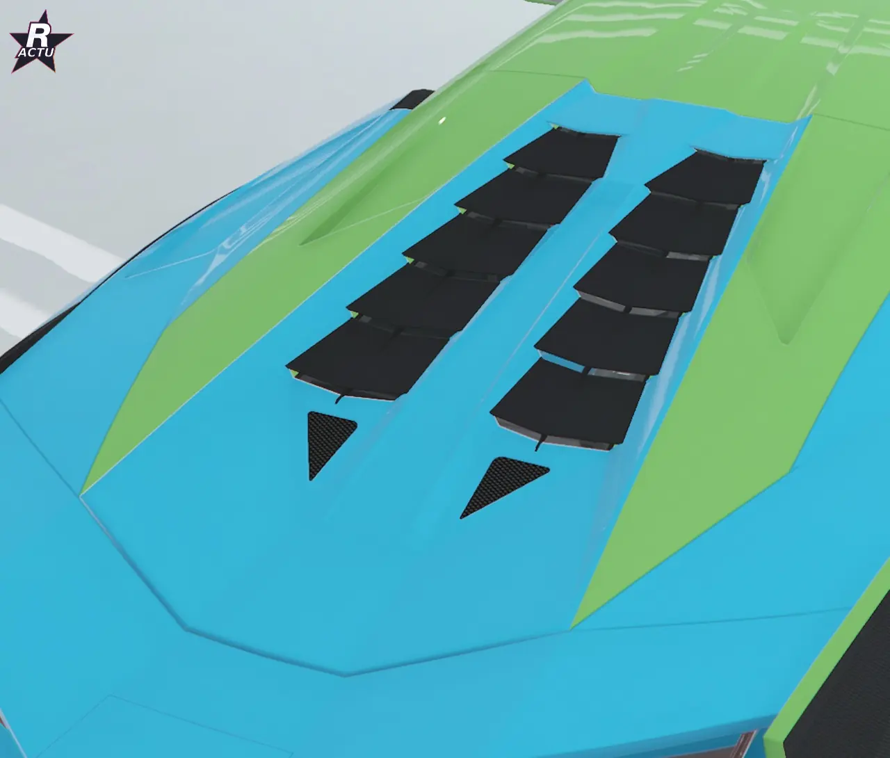 Persiennes scindées en deux sections sur le capot moteur de la Pegassi Ignus de poursuite GTA Online