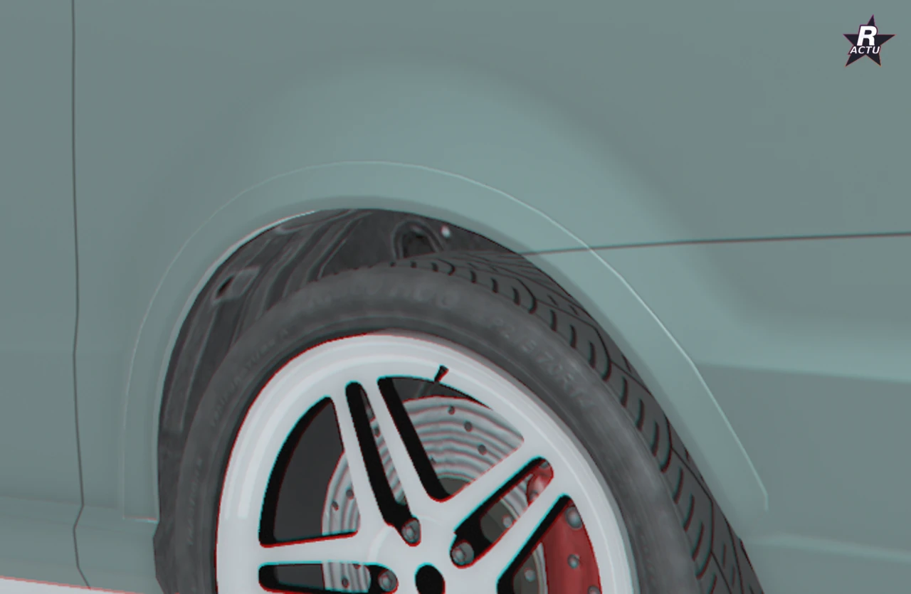Contour de passage de roue peint dans le vert de la carrosserie de la Läufer