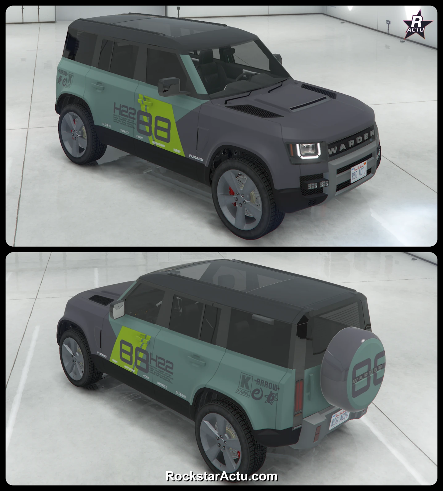 Livrée Pilote H22 sur le Gallivanter Warden, skin de course GTA Online