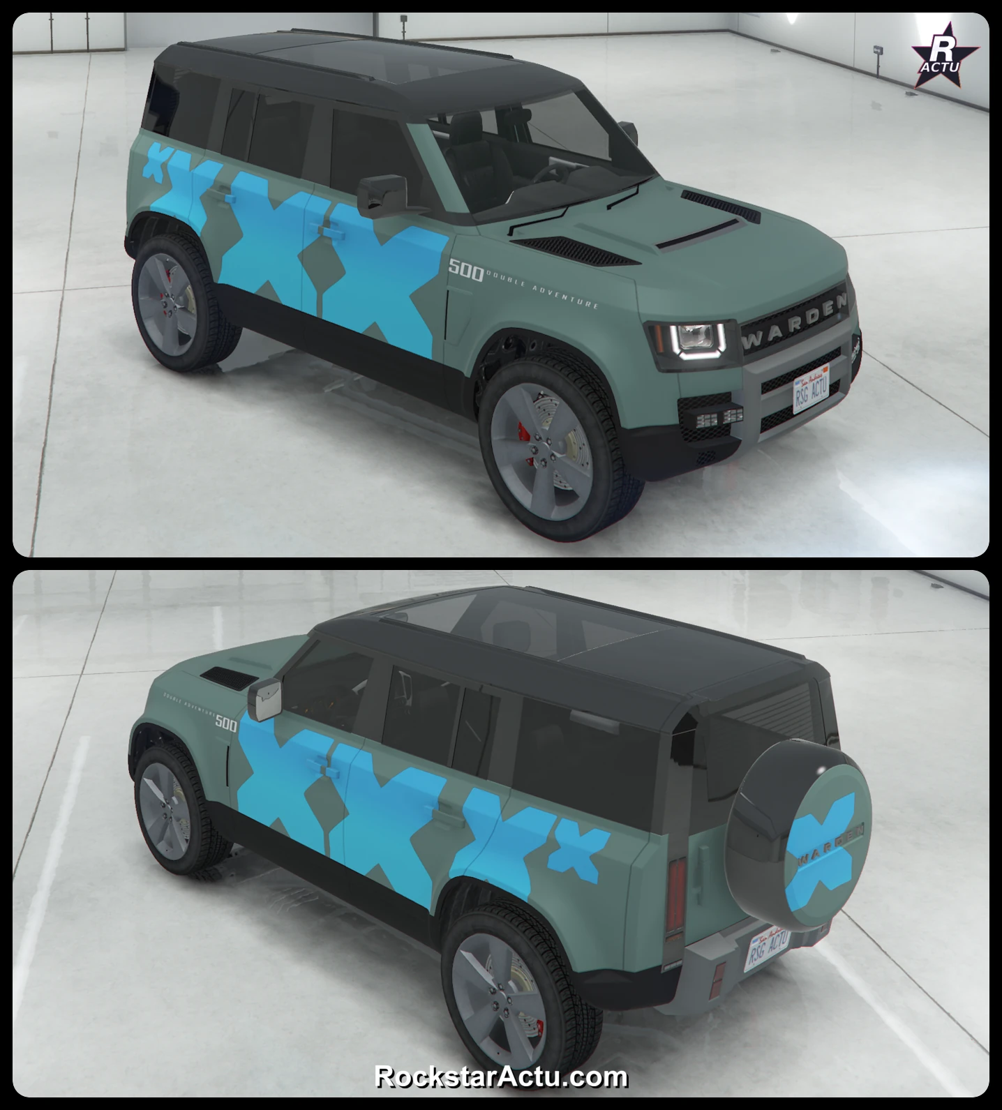 Livrée XX aux croix bleues sur le Gallivanter Warden (GTA Online)