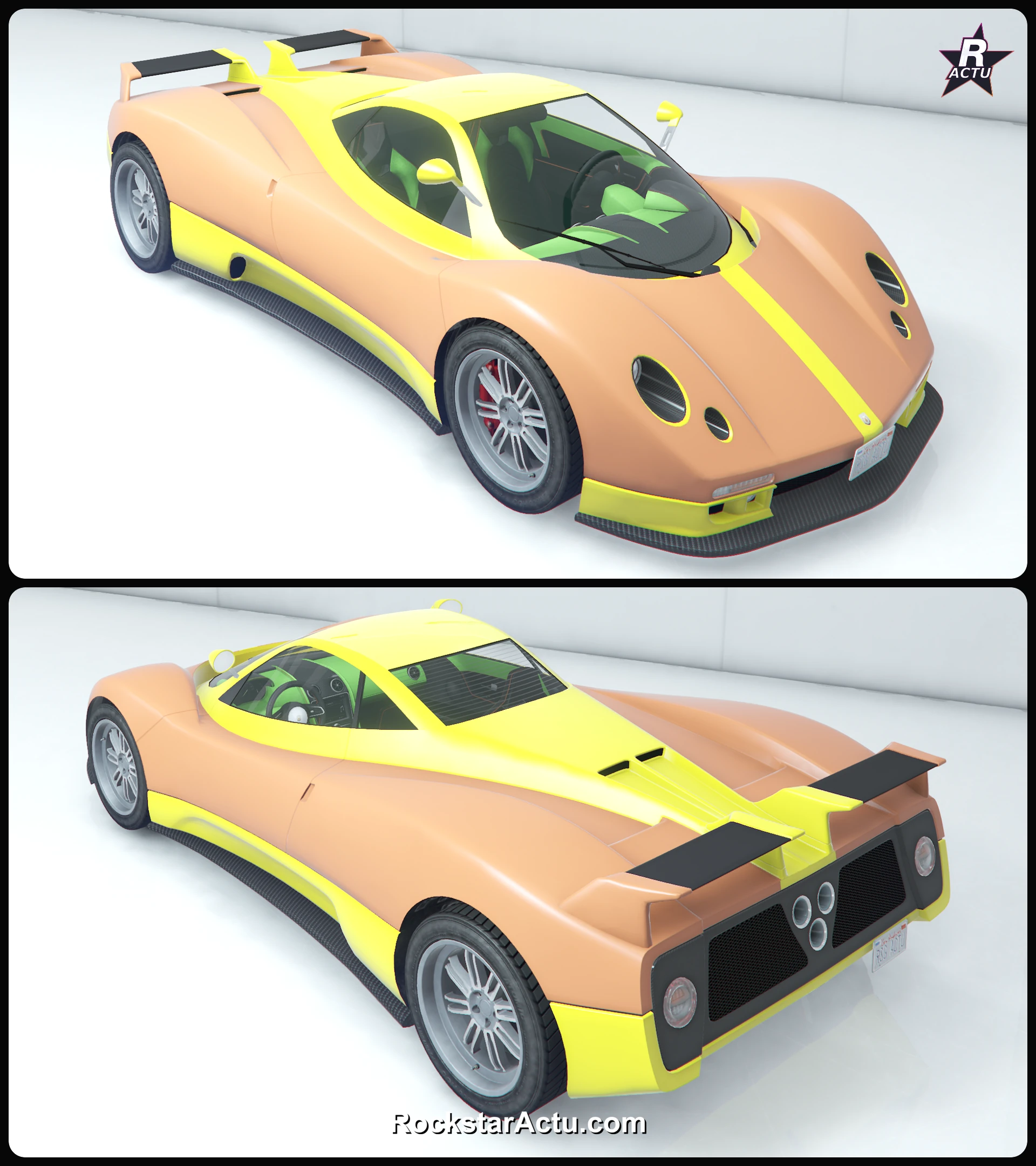 Livrée Abstraction jaune sur la Pegassi Horus, skin GTA Online avant et arrière