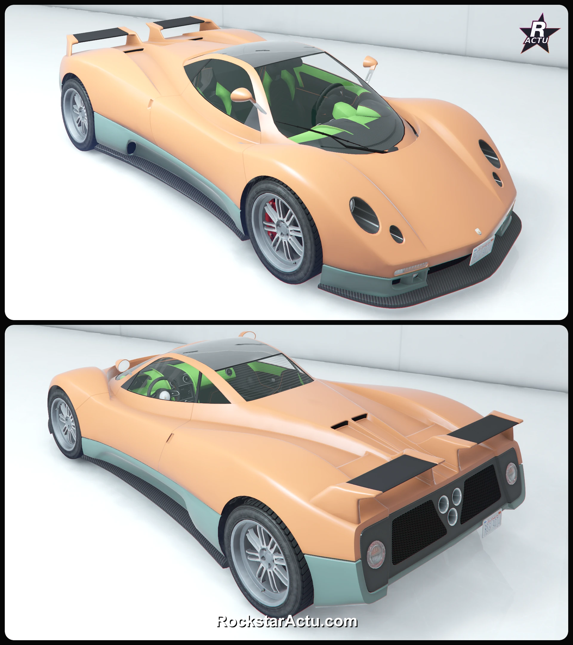 Pegassi Horus sans motif en peinture orange, vues avant et arrière (GTA Online)