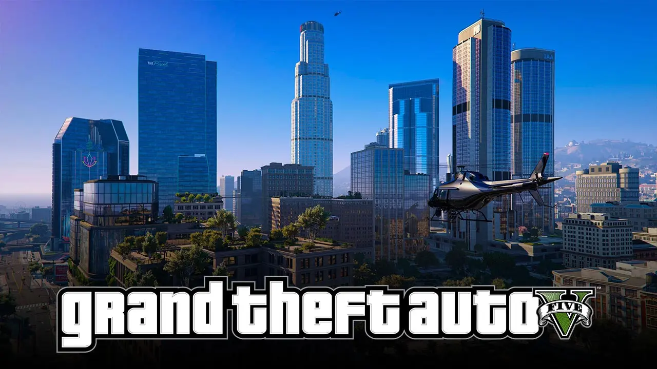 Centre ville de Los Santos remanié pour le serveur de role play Nopixel V, où le bâtiment en construction est terminé et accueil un casino en son sein.