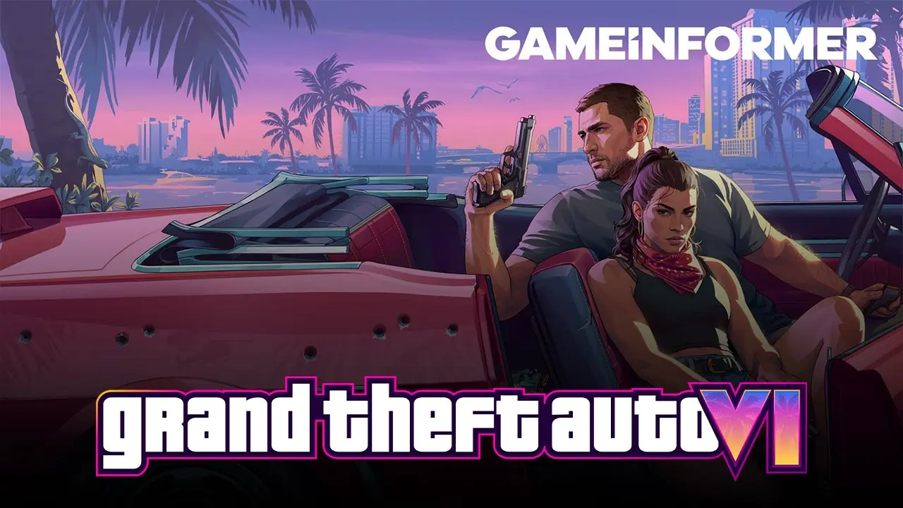 Image de couverture du magazine 382 de Game Informer, où un artwork inédit de GTA VI se trouve en couverture avec une preview du jeu à l'intérieur.