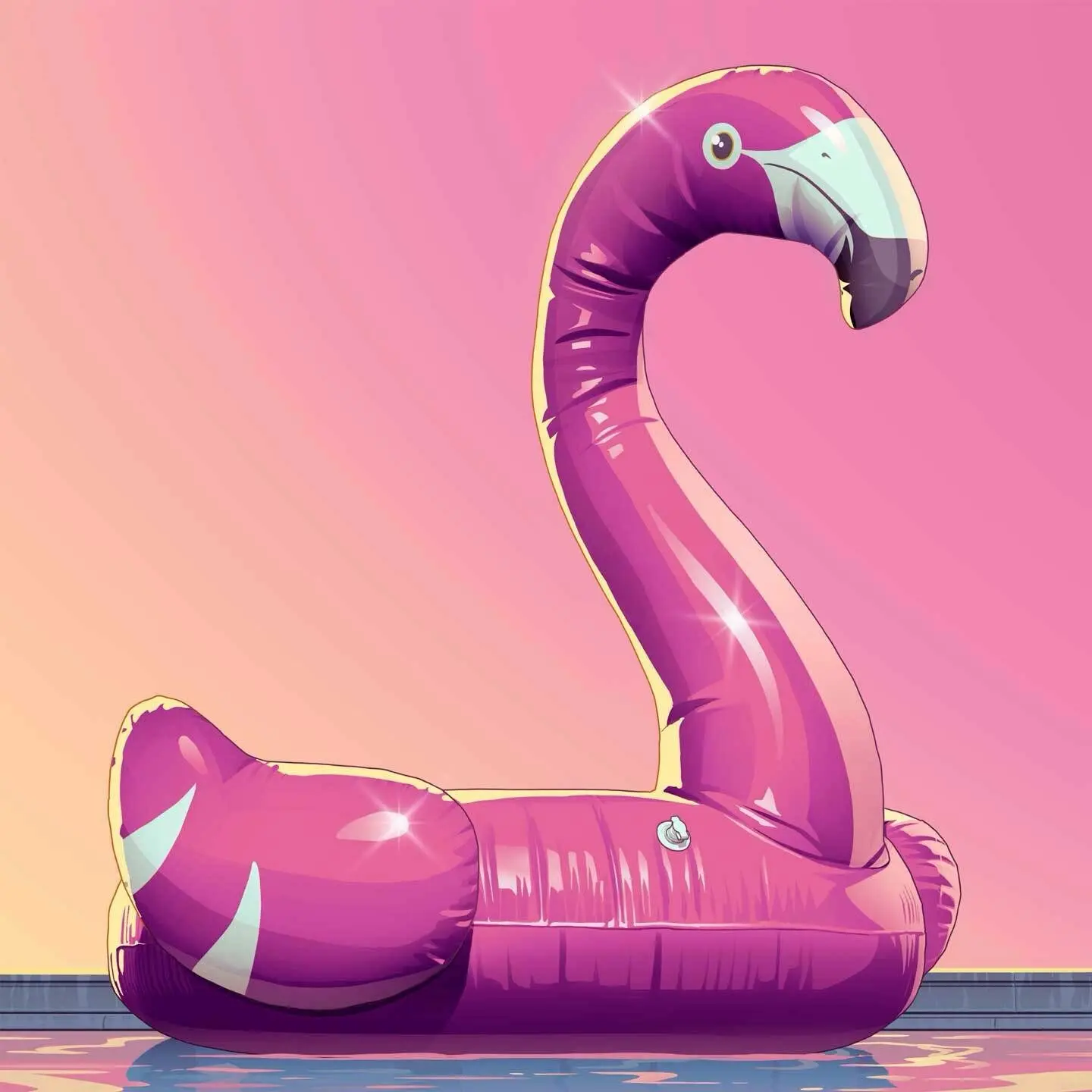 Artwork d'une bouée flamant rose
